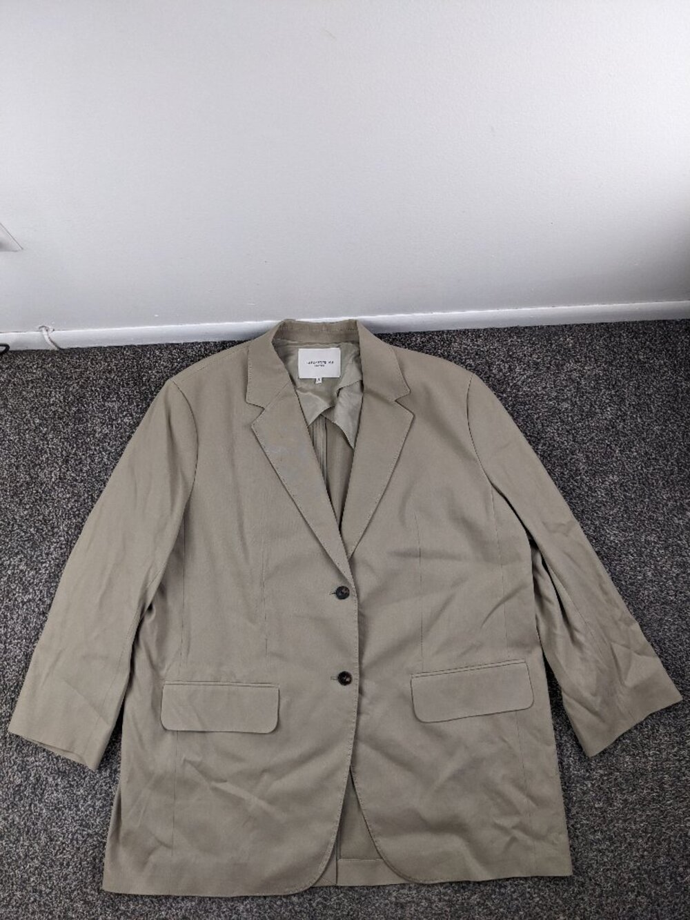 Lafayette 148 New York Blazer Jacket Abaca-Cotton Twill Beige Tan Sz 2XL $1298